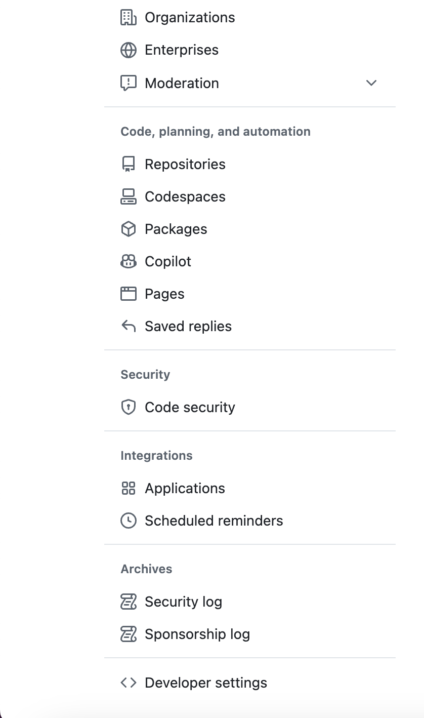 Developer settings